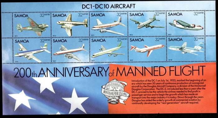 Samoa 1983 bicentenary of manned flight umm sheetlet - SGMS638 - lovely thematic.