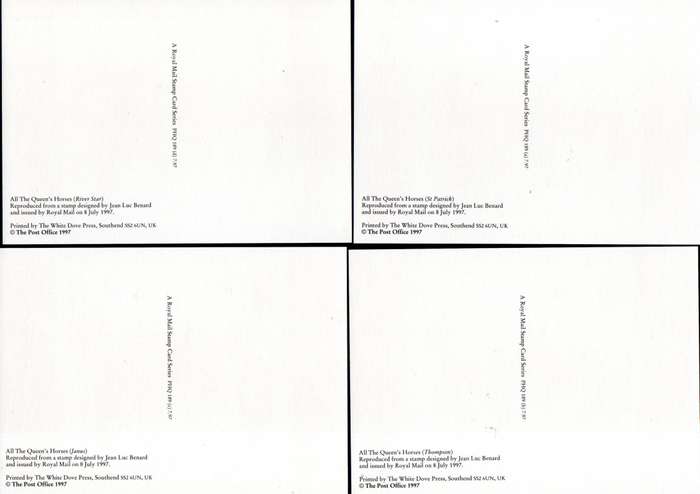 GB 1997 'All the Queen's Horses' ann of British Horse Society mint pres pack no 278 + set postcards.