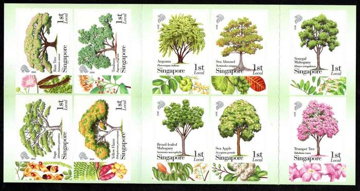 Singapore 2010 know 10 trees mint self-adhesive booklet   SG1918-27.