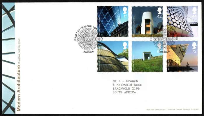 GB 2006 modern architecture first day covers (x2) (both postmarks)  CV GBP  11.