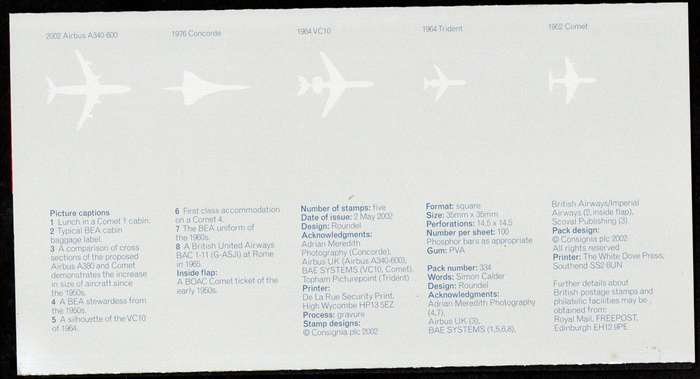 GB 2002 50th anni of passenger jet aviation mint presentation pack no 334.