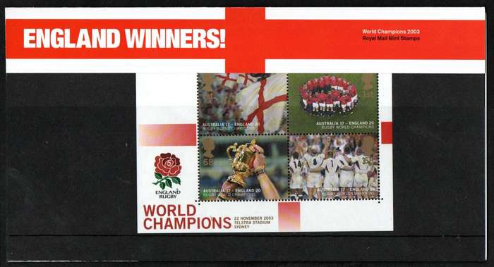 GB 2003 Englands victory in Rugby World Cup mint presentation pack no M9B - CV GBP 20.