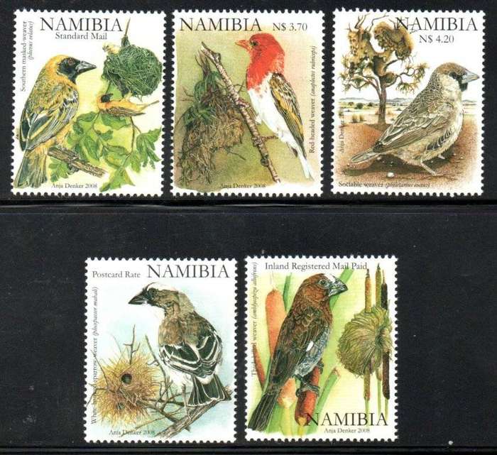 Namibia 2008 weaver birds of Namibia umm set of (x5) singles - CC599-603.