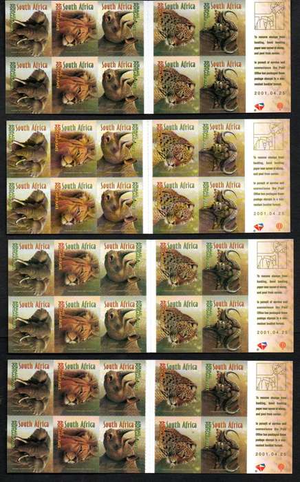 RSA 2001 (X4) duplicate Big Five self-adhesive booklets mint - CV R1400.