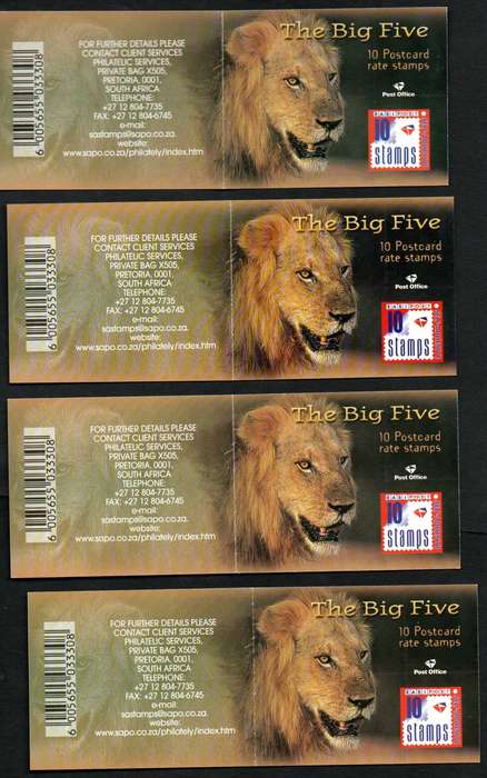 RSA 2001 (X4) duplicate Big Five self-adhesive booklets mint - CV R1400.