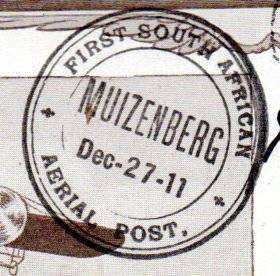 Union 1911 first SA airmail card Kenilworth to Muizenberg with special cachets etc  scarce item.