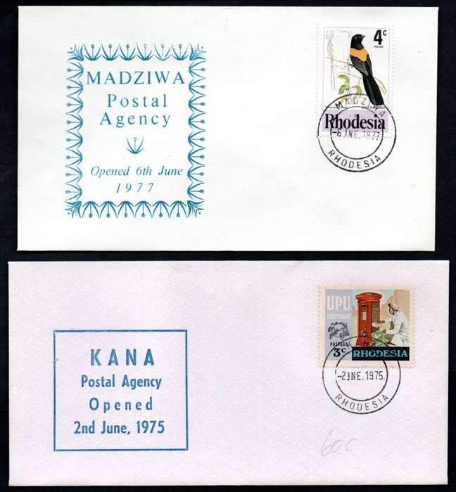 Rhodesia 1970-77 selection of (x6) postal agency opening/closing covers - as per scans.