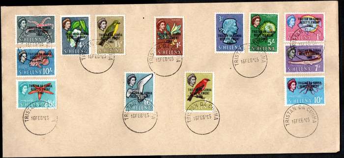 Tristan da Cunha 1963 Tristan Resettlement set of (x13) on cover - as per scans - SG55/67.