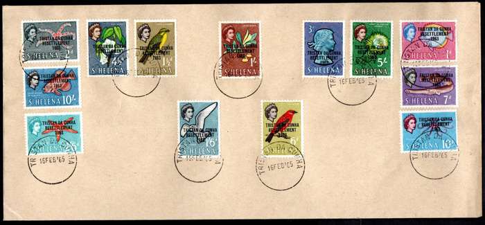 Tristan da Cunha 1963 Tristan Resettlement set of (x13) on cover - as per scans - SG55/67.