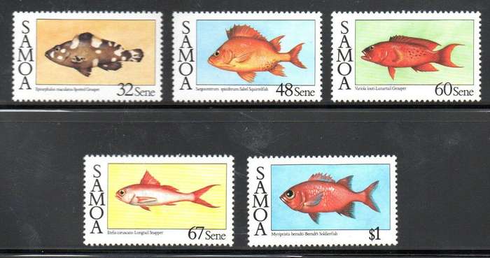Samoa 1986 fish umm set of (x5)  SG736-40  lovely thematic set.