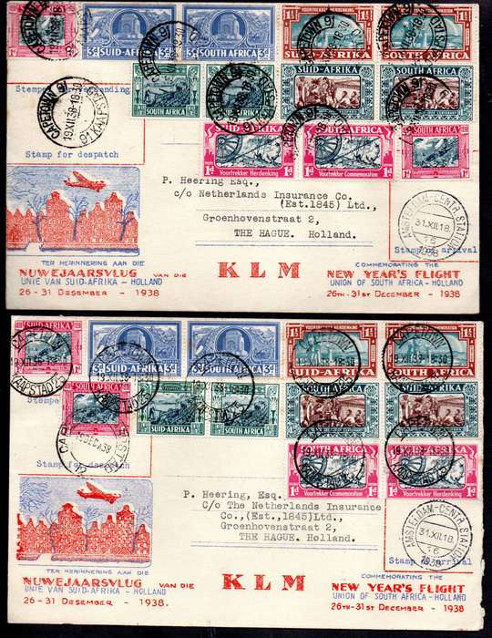 Union-Netherlands 1938 'Dingaansdag Vlucht' (x4) covers - condition etc as per scans.