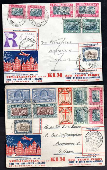 Union-Netherlands 1938 'Dingaansdag Vlucht' (x4) covers - condition etc as per scans.