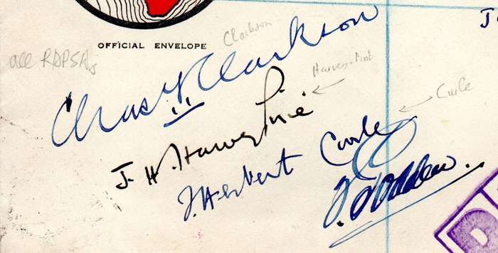 Union 1936 JIPEX cover signed by RDPSAs 'J Herbert Curle, Harvey-Pirie etc + 'Senator CF Clarkson'.