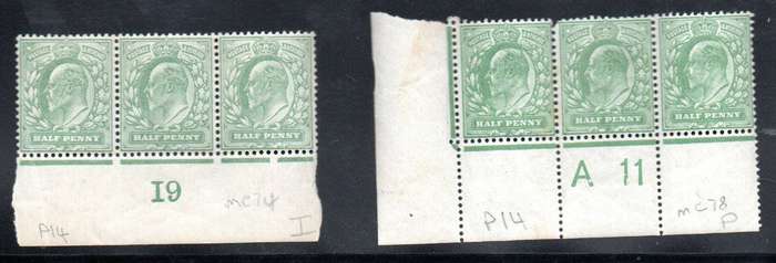 GB lot of King Edward VII mint halfpenny control blocks of 6 etc - as per scans.
