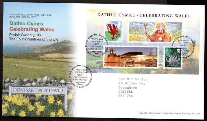 GB 2009 Celebrating Wales first day cover (Tallents House)  as per scans.
