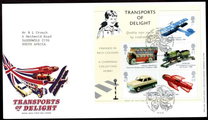 GB 2003 Classic transport toys (x2) first day covers (Tallents House). CV GBP 12.5