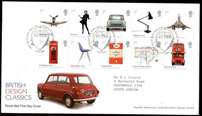 GB 2009 British Design Classics first day cover (Tallents House) - CV GBP 9.
