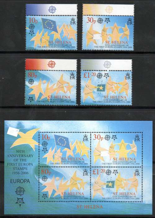 St Helena 2006 50th anniv of the first Europa stamps set of (x4) + msheet - SG979-MS983 - CV GBP 15+