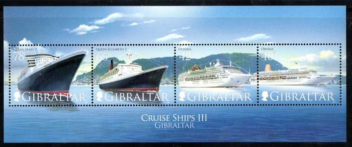 Gibraltar 2007 cruise ships (3rd series) umm mini sheet  SGMS1211  CV GBP 8  nice thematic item.