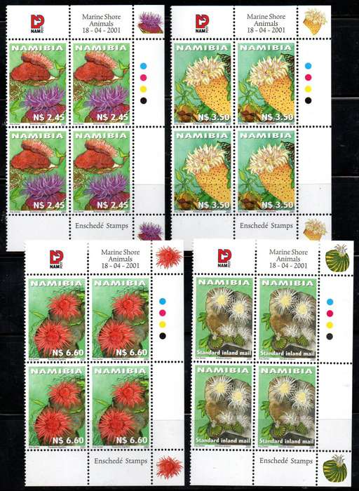 Namibia 2001 sea anemones umm set of (x4) control blks  SACC347-350.
