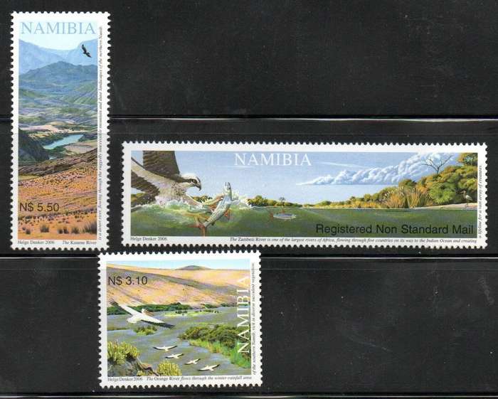 Namibia 2006 Perennial rivers of Namibia umm set of (x3) singles  SACC533-5.