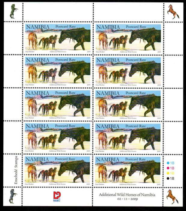 Namibia 2009 wild horses additional value full sheet of (x10) umm - SACC673 - CV R350.