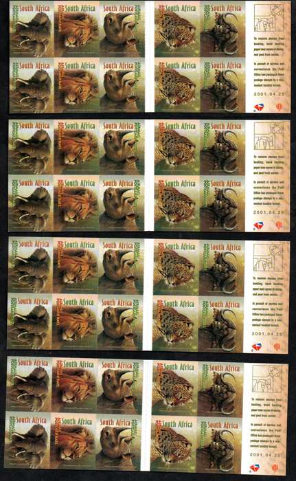 RSA 2001 (X4) duplicate Big Five self-adhesive booklets mint - CV R1400.
