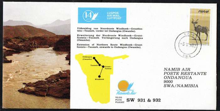 SWA/Namibia selection of (x7) flight covers/cards - as per scans.