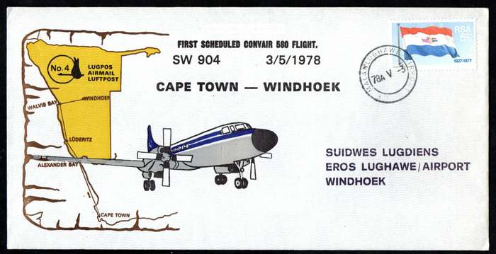 SWA/Namibia selection of (x7) flight covers/cards - as per scans.