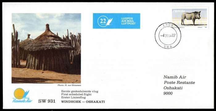 SWA/Namibia selection of (x7) flight covers/cards - as per scans.