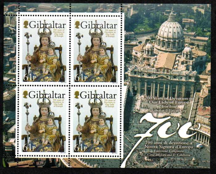 Gibraltar 2009 700th anniv of Our Lady of Europe umm sheetlet of (x4)  SG1316  CV GBP 14.