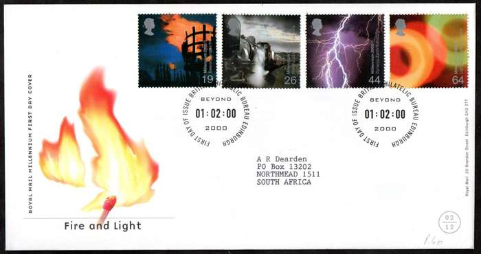 GB 2000 Millennium Series 'Fire and Light' first day cover - as per scans.