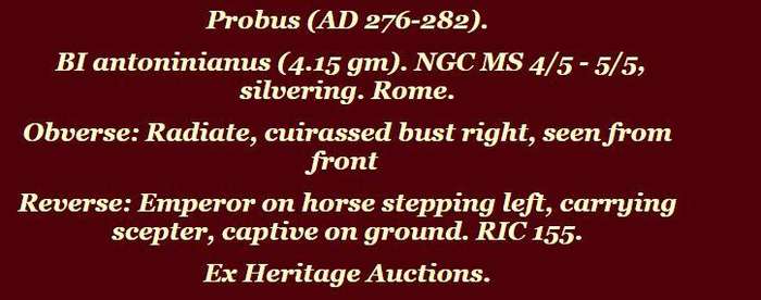 Probus (AD 276-282). BI antoninianus (4.15 gm) NGC MS 45, 55