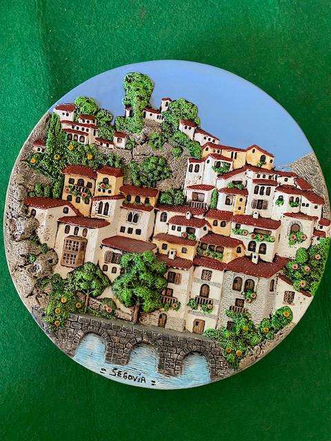 25 cm  Vintage 1970 Ceramic La Marques  Wall Plate from Segovia Spain
