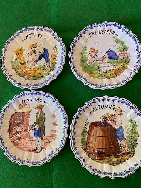 Set of Four      20 cm Ceramic Wall Plates Spain 4 Seasons