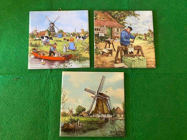 Set of 3 Dutch Wall hanging tiles 15cm.