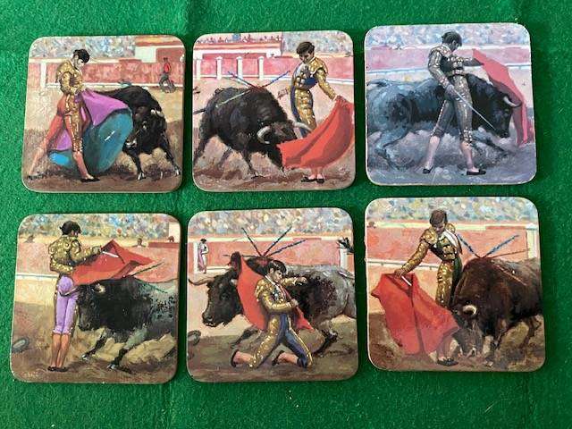 COLLECTABLE VINTAGE SPANISH CORK BACK DRINK COASTERS