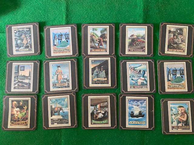 COLLECTABLE VINTAGE TRADITIONAL ENGLISH PUB COASTERS  SET OF 43
