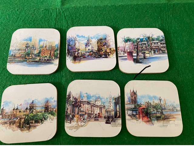 COLLECTABLE VINTAGE PARISIAN ILLUSTRATIONS CORK BACKED COASTERS