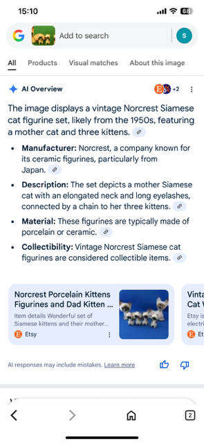 Vintage Collectable NORCREST JAPAN MOTHER SIAMESE CAT WITH KITTENS