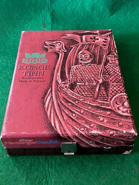 VINTAGE KONGE TIN ROYAL PEWTER CORKSCREW AND BOTTLE OPENER WITH VIKING SHIP DESIGN