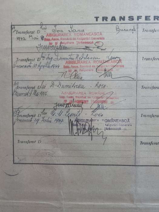 Antique Romanian insurance share certificate 1942