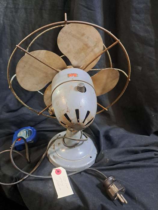 Antique metal grey fan (works)