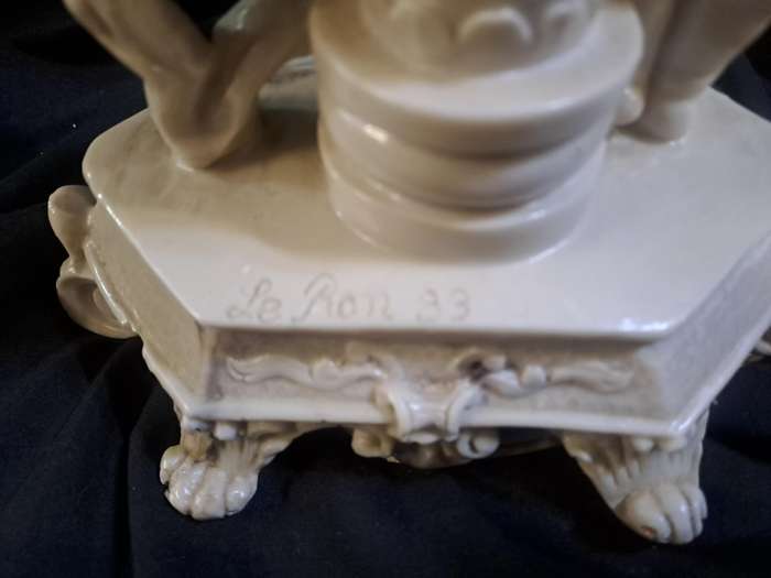 Angel lamp resin marked Le Ron (slightly chiped)