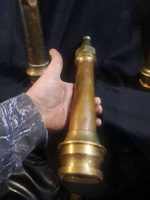 3 vintage brass fireman's hose nozzles