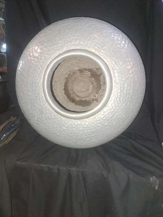 Beautiful hand beaten aluminum deco vase very big  38cm high and about 40cm in diameter
