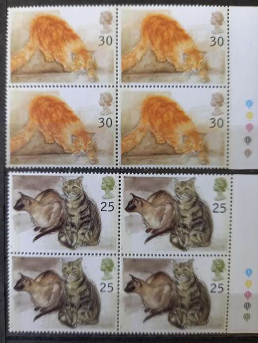 Britain 1995 Cats FDC + 5 MNH blocks of 4