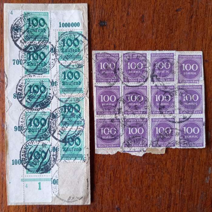 1923 Germany lot of multiples on piece
