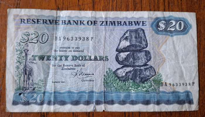 Zimbabwe $2 1994 & $20 1993, some tears