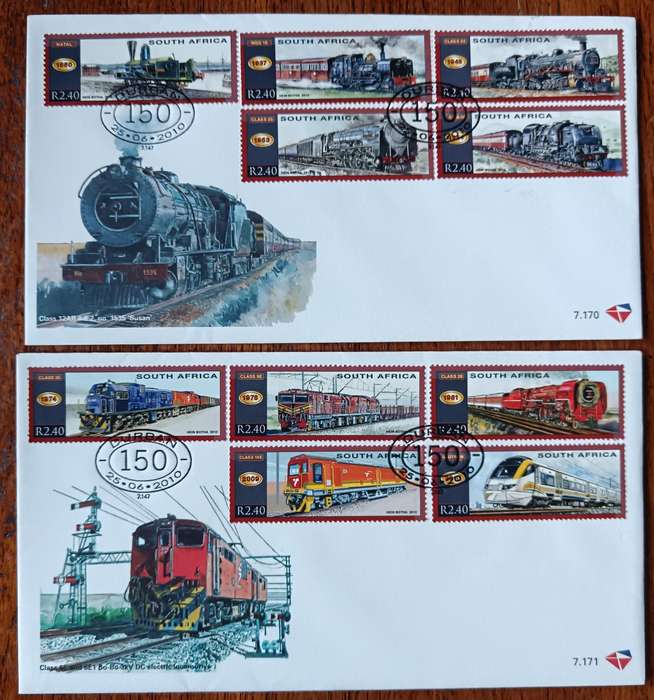 RSA pair of SA Railways 150 FDCs 2010